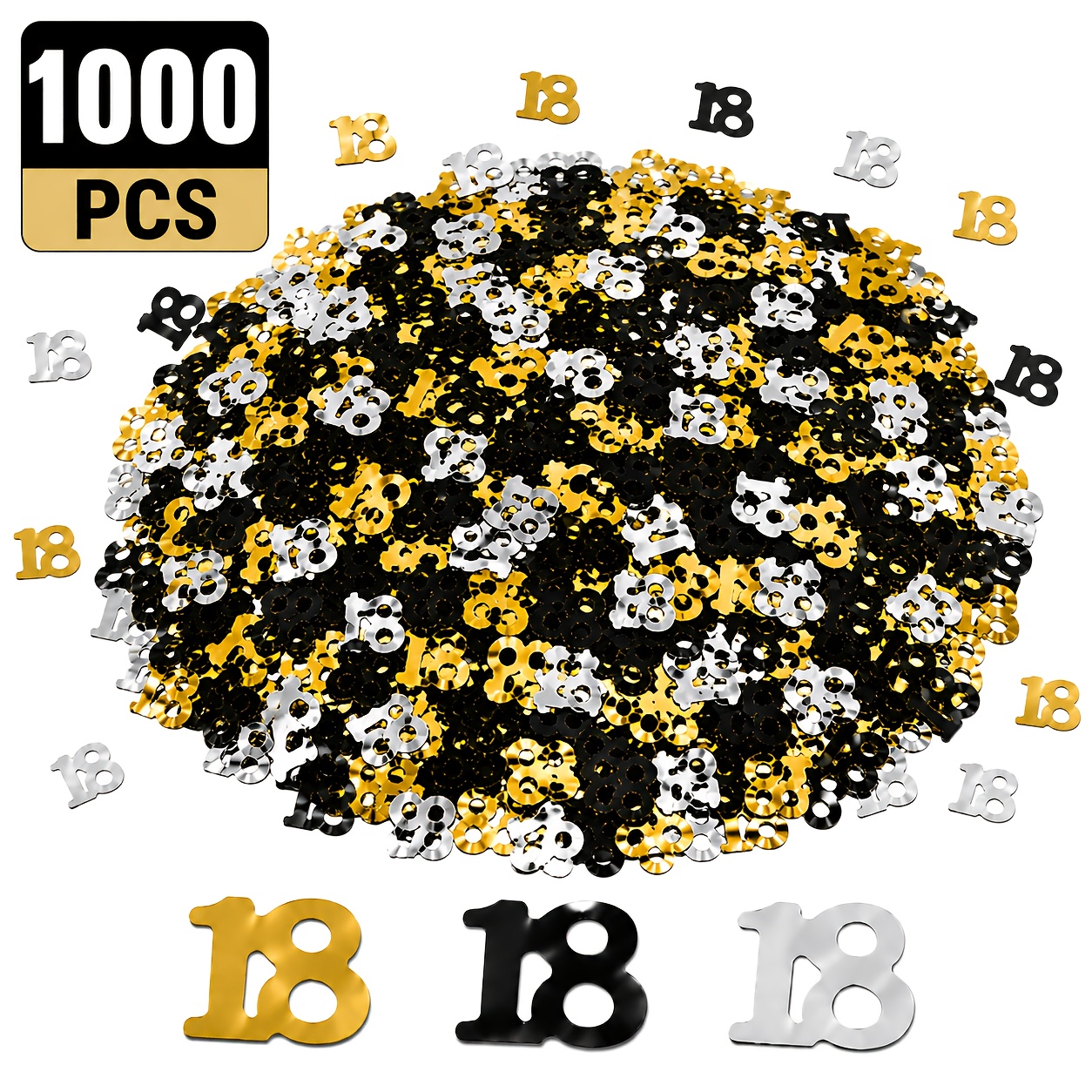TEMU per festa di compleanno 18簞 compleanno da 200pz/490pz/1000pz per diciottenni - Colori e oro per sul tavolo e palloncini, decorazione in lamina