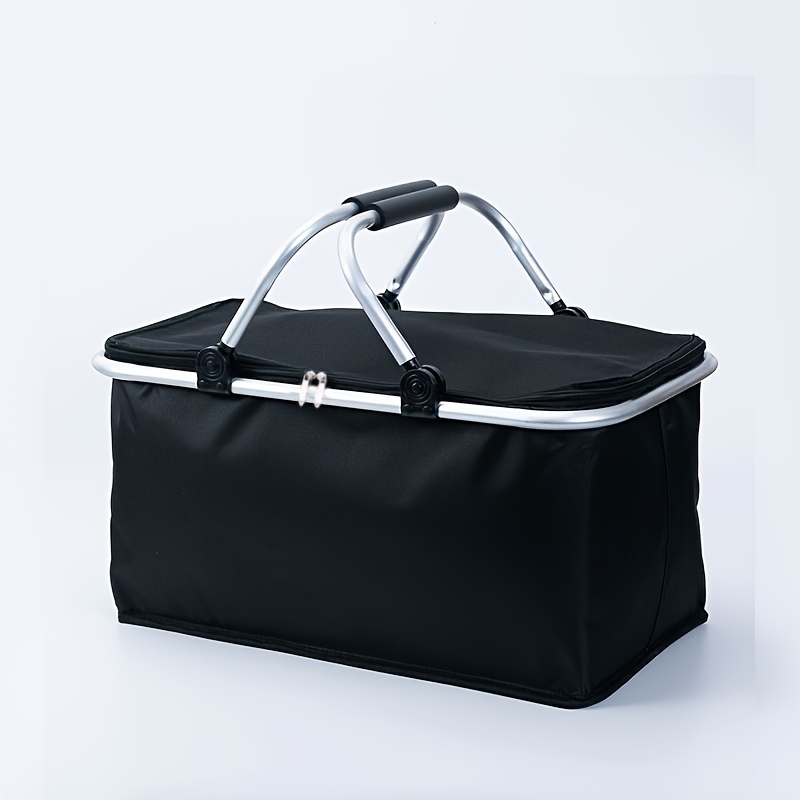 E-shop Faltbarer isolierter Oxford-Stoff Picknickkorb & Lunchtasche für Outdoor-Reisen – Lebensmittelbehälter mit Kühlakku-Fach, tragbare