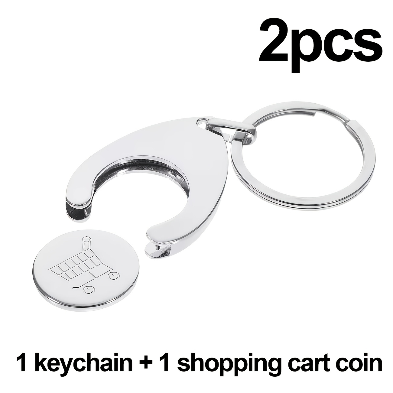 TEMU 2pcs 1 Token 1 Key Chain Shopping Cart Token Keychain - Suitable For Supermarket Lock, Quarter Key Ring, Portable Mini Shopping Cart Key Ring,