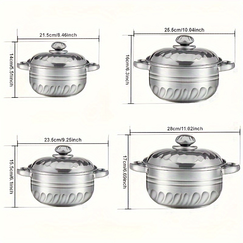 8pcs stainless steel cookware set with lids   essentials for stovetop cooking elegant double handle soup pot included perfect gift idea stainless steel cooking essentials details 8