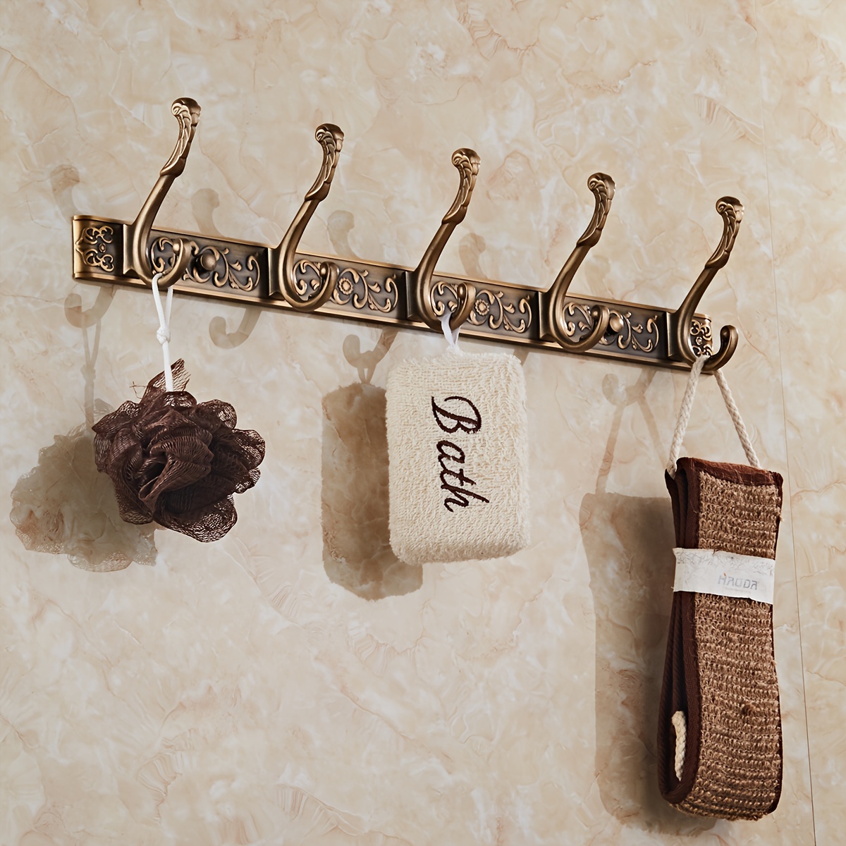 

1pc Vintage Style Hook Rack, Coat And Hat Hooks, Wall-mounted For Bathroom And Kitchen, Versatile Entryway Hanging Decor