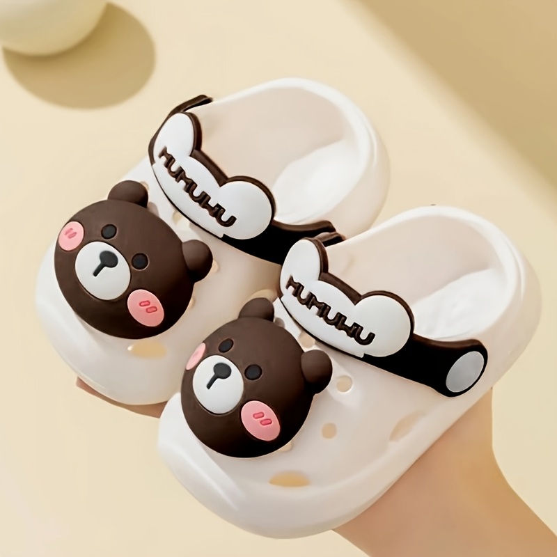 Trendy Cute Flower Bear Slip On Water Shoes For Girls, Breathable Non-slip Clogs For Indoor Outdoor Garden Beach