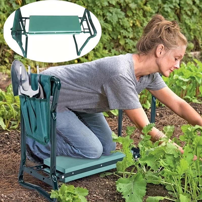 

Tabouret de jardin réglable, genouillère carrée extérieure avec poche à outils, chaise de jardin durable pour le jardinage, le camping, la randonnée, vert