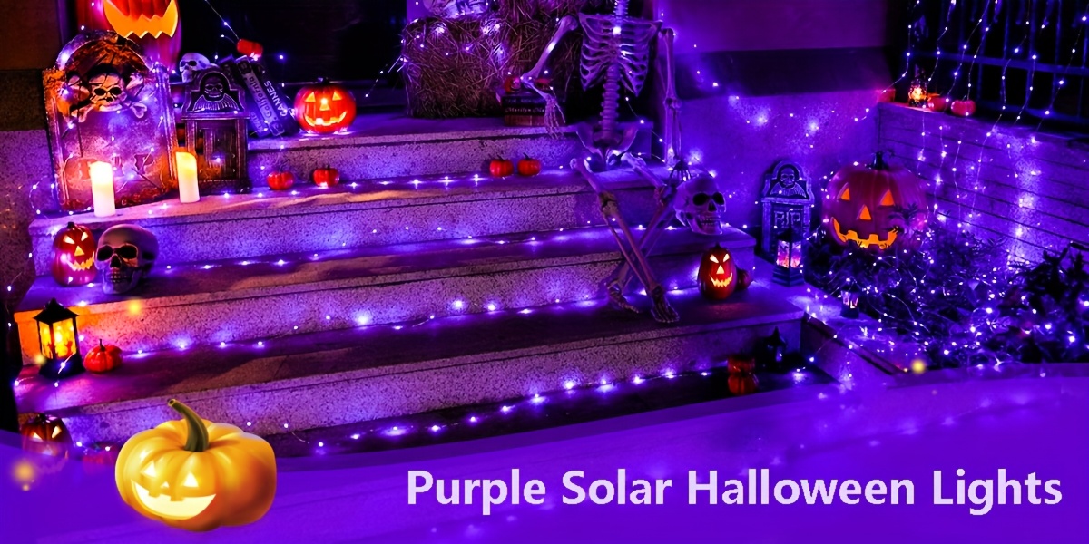 Outdoor Solar Fairy Lights with Smart Control, 8 Modes, IPX6 Waterproof, 50/100/200 LED, Warm White & Multicolor Options (Purple, Red, White) - Solar-Powered Indoor/Outdoor, Christmas, Halloween, Garden, Patio, Tree, Party, Yard, Wedding, Birthday