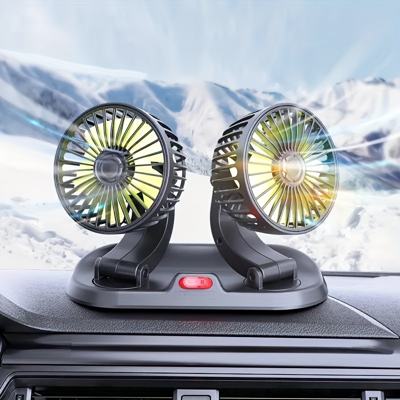 versatile dual head car fan with 360 rotation usb cigarette lighter powered ideal for cars trucks desk use   for vehicle details 1