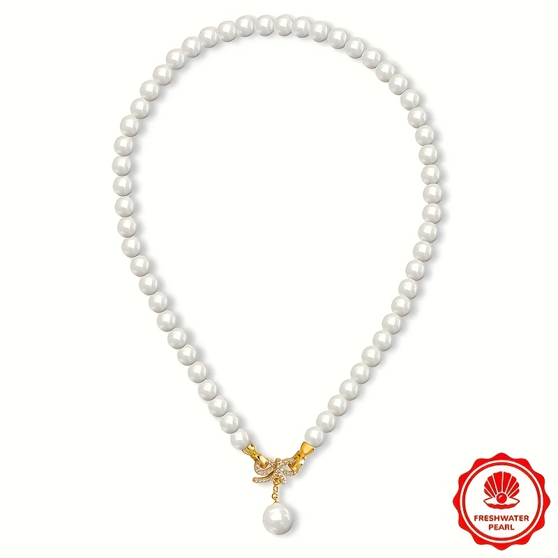 

925 Sterling Silver - Premium Freshwater Pearls - Detachable Bow Pendant Necklace - Perfect Gift For Female Friends, , - Birthdays, Valentine's Day, Or Any Holiday - Comes With An Gift Box