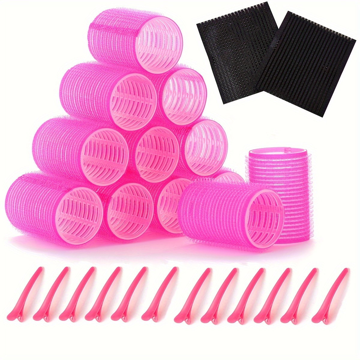 26pcs Giant Hair Roller Set, Self-* Curlers Kit with 12 Rollers and 12  Clips, Square Hair Tassel Stickers for Bangs No-Heat Cu