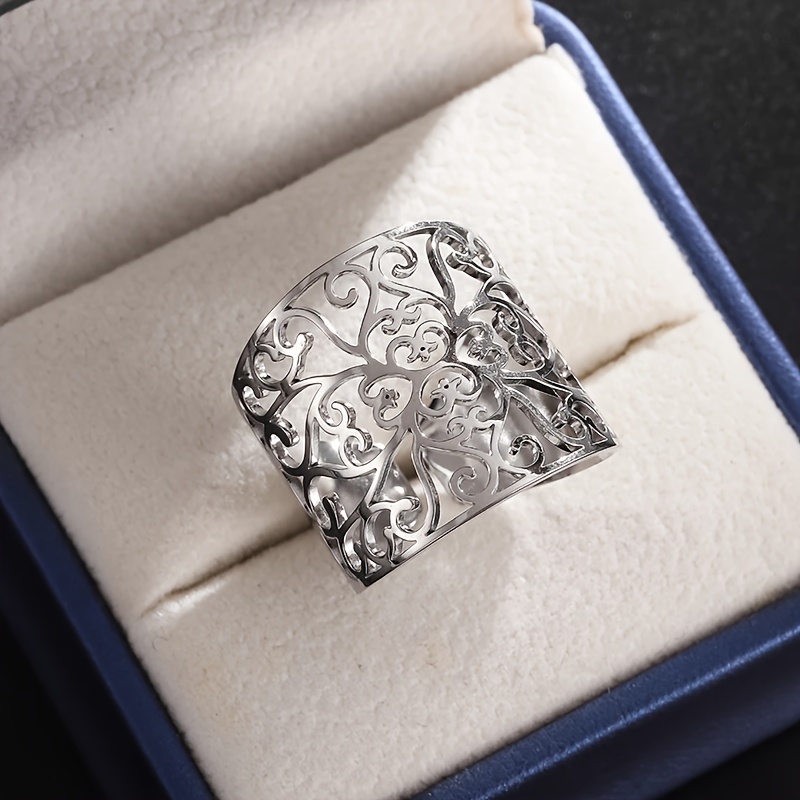 Women's Heart Flower Stainless Steel Ring