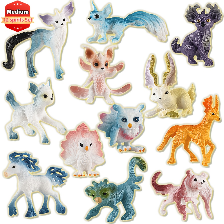 TEMU 12pcs/set Simulation Mini Elf Jouet Set Modèle Bête Elf Lapin Elf Elf Chien Elf Elf Elf Koala Bleu Elf Cheval Grand Oreille Renard Elf Elf Petit