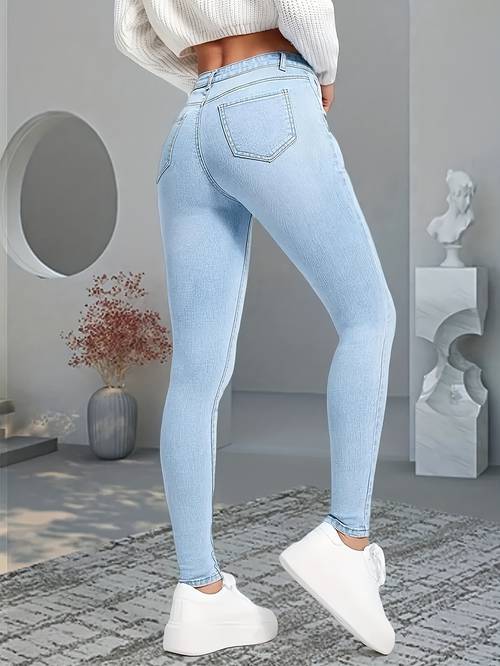 stylische stretch- -fit-jeans für damen – leichte blau, ganzjahres-hosen