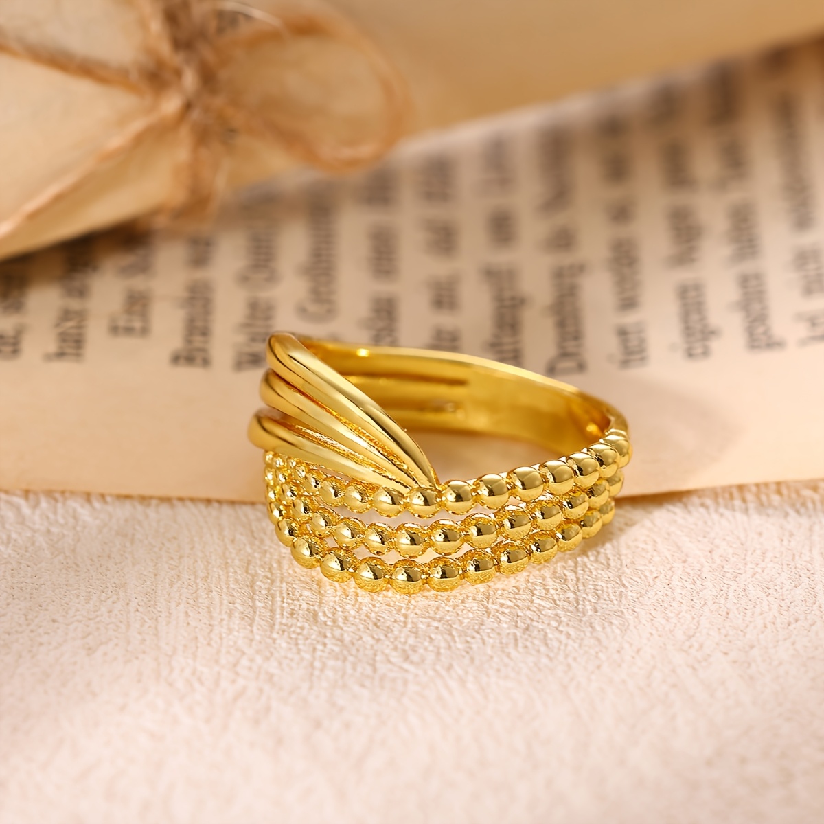 Women's Multi-Layered Interwoven Punk Style Wide-Faced Ring