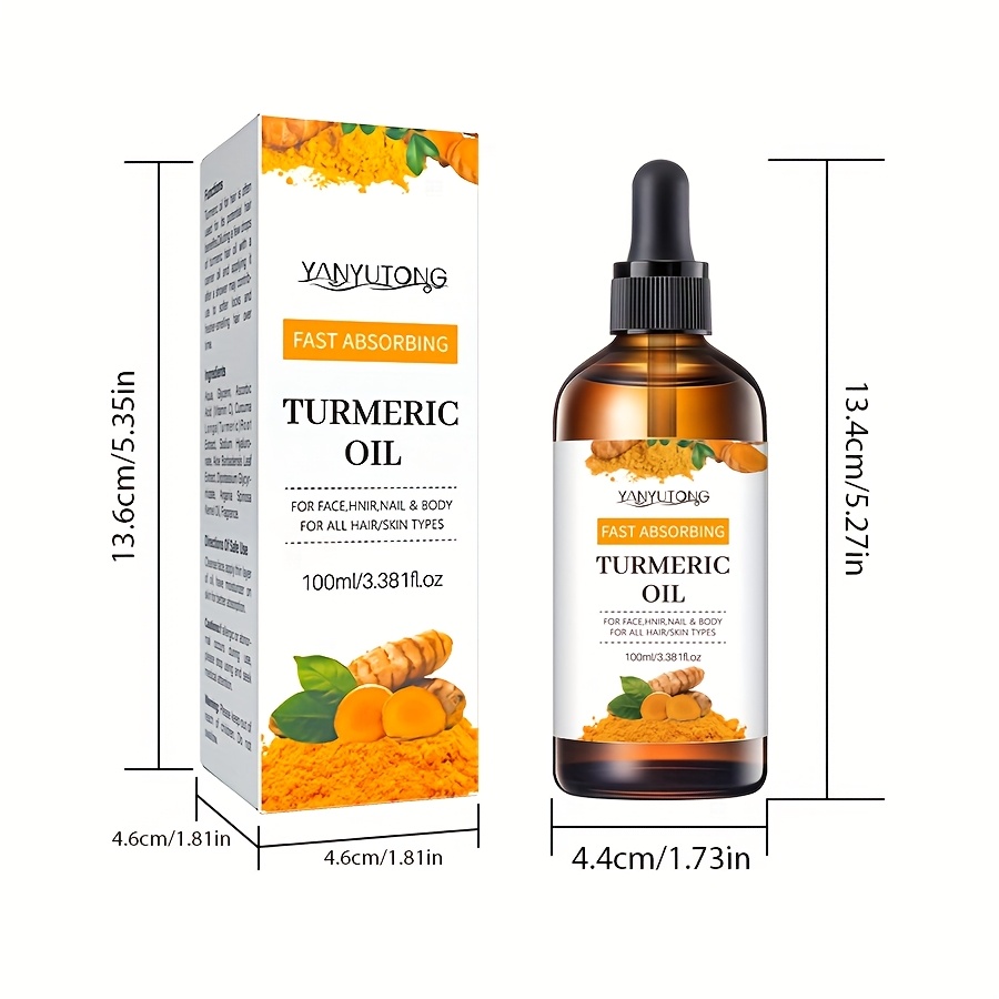 Image of 100ml Natural Turmeric Essential Oil, For Skin Care, Massage, Shower, High-quality Essential Oil, Suitable For Face, Body, Nails, Hair, Eyelashes, Holiday Gift Guide, Gift For