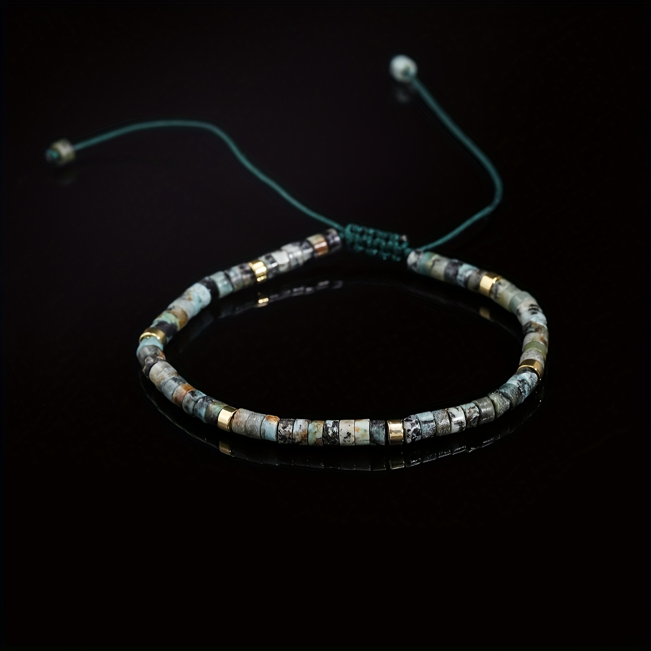 Men's African Turquoise Bracelet, Natural Stone Gift