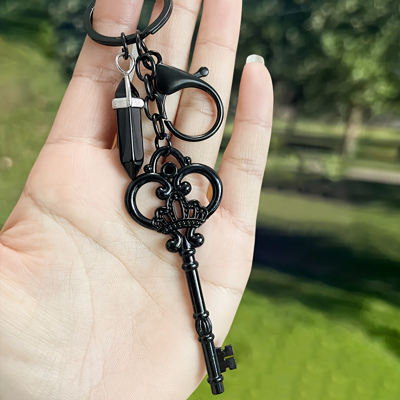 y2k gothic skull crystal keychain punk metal charm wallet - Temu