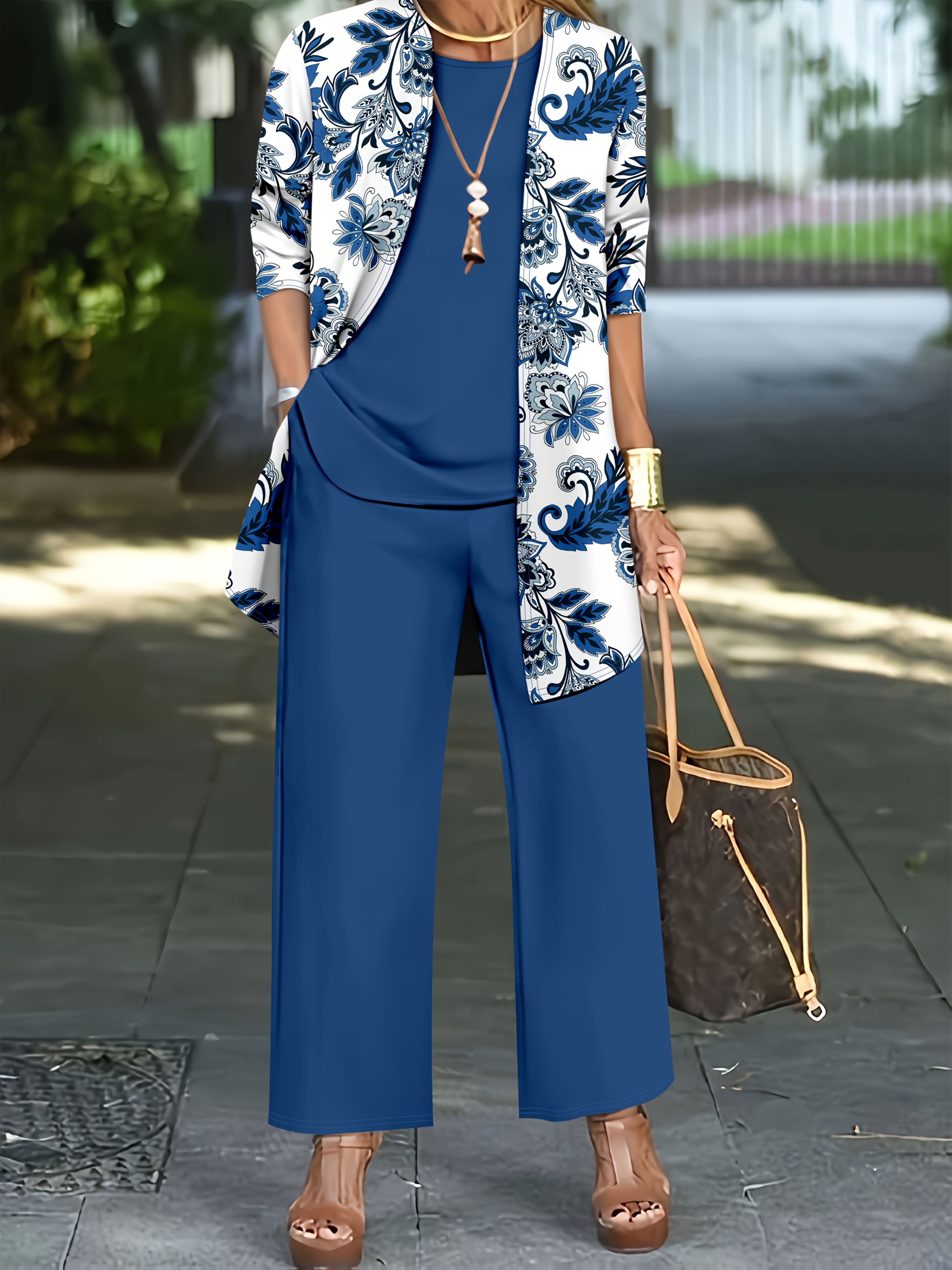 taglie forti set vestiti e pantaloni motivo e Temu Italy