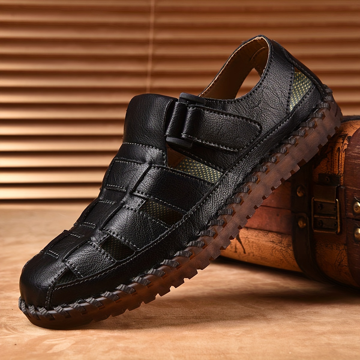 DZUJY Mens Closed Toe Leather Sandals For Men Breathable Summer Shoes Fisherman Mens Slippers Flip Flops Brown Big Size 11 5 Outdoor Casual Shoe Man Beach Sport Hiking Work Male