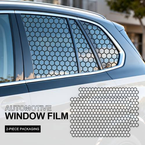 2pcs honeycomb car window film universal side window decoration matte black surface self hexagonal honeycomb vinyl sticker truck side window honeycomb sticker waterproof sun protection scratch proof