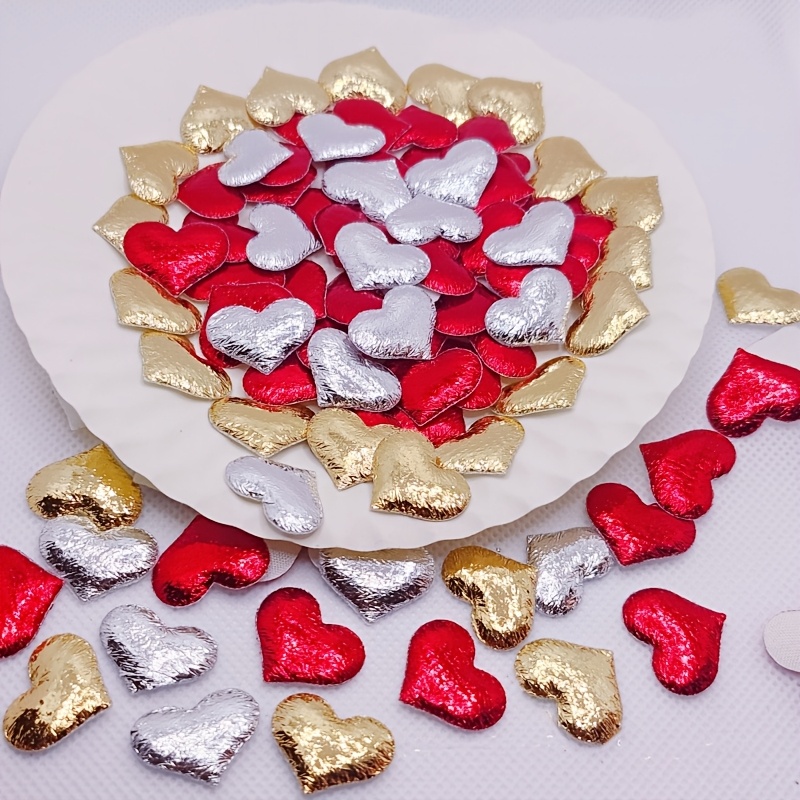 

80pcs Beautiful Golden Silvery Red Heart-shaped Stickers, Diy Valentine's Day Wedding And Christmas Decorations