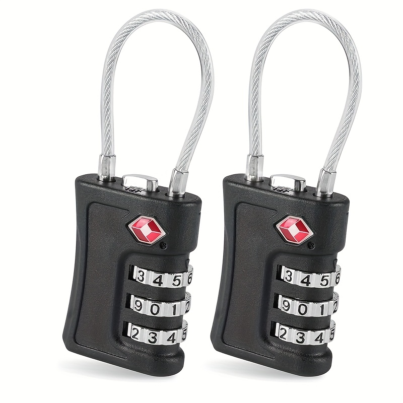 E-shop 【2er-Pack】TSA Gepäckschlösser, TSA -Vorhängeschlösser, 3- Sicherheitskoffer-, Gepäckcodeschlösser mit Flexibler Schnur für Reisegepäcke und