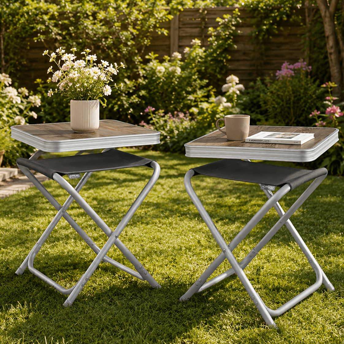 Image of Homecall Aluminum Camping Stool, Foldable, With Tabletop Tray, Outdoor Fishing Stool, Three-legged Stool, Folding Stool, Storage Bag, Lightweight, Small, Ultralight, For Use With