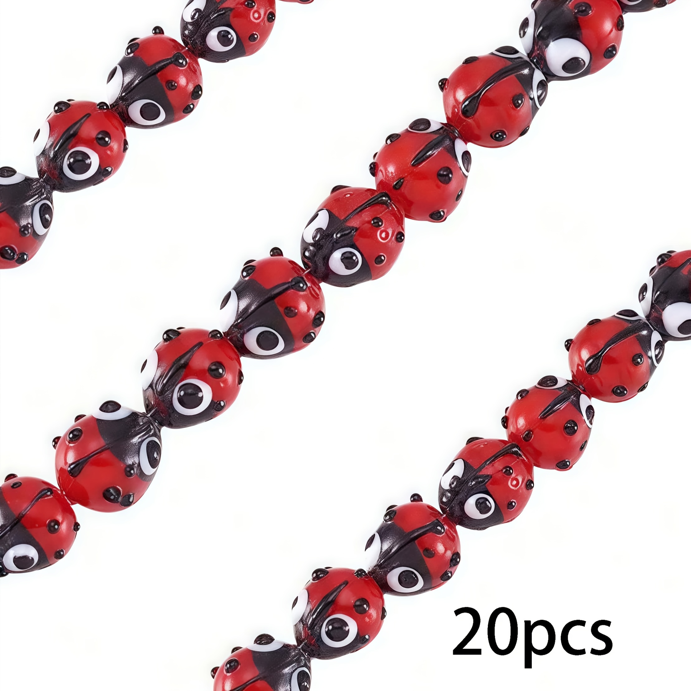 10/20/30pcs Handmade Glass Ladybug Beads, Suitable For Diy Bracelets And Crafts, Jewelry Making, Exquisite Decorative Beads