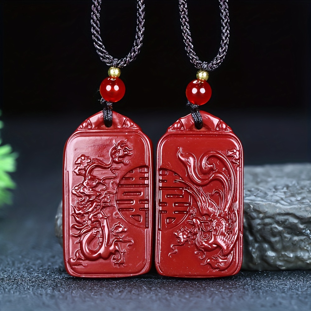 Raw Mineral Jute Phoenix Pendant Necklace, Lucky Sign