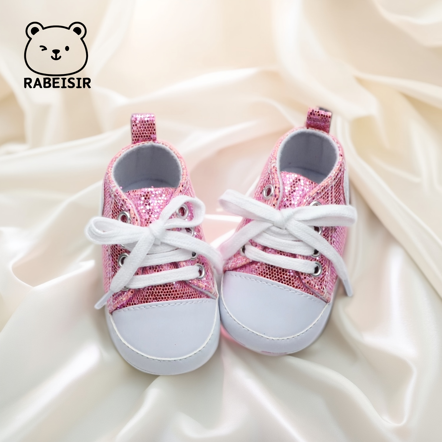 Trendy Comfortable Sequin Sneakers For Baby Boys, Lightweight Non Slip Shoes For Indoor Outdoor Walking, Spring And Autumn