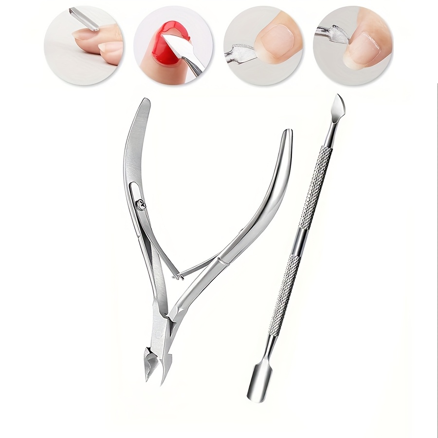 

Stainless Steel Nail Care Set - Cuticle Pusher, & Dead Skin Remover With Sharp Jaw And , Rainbow