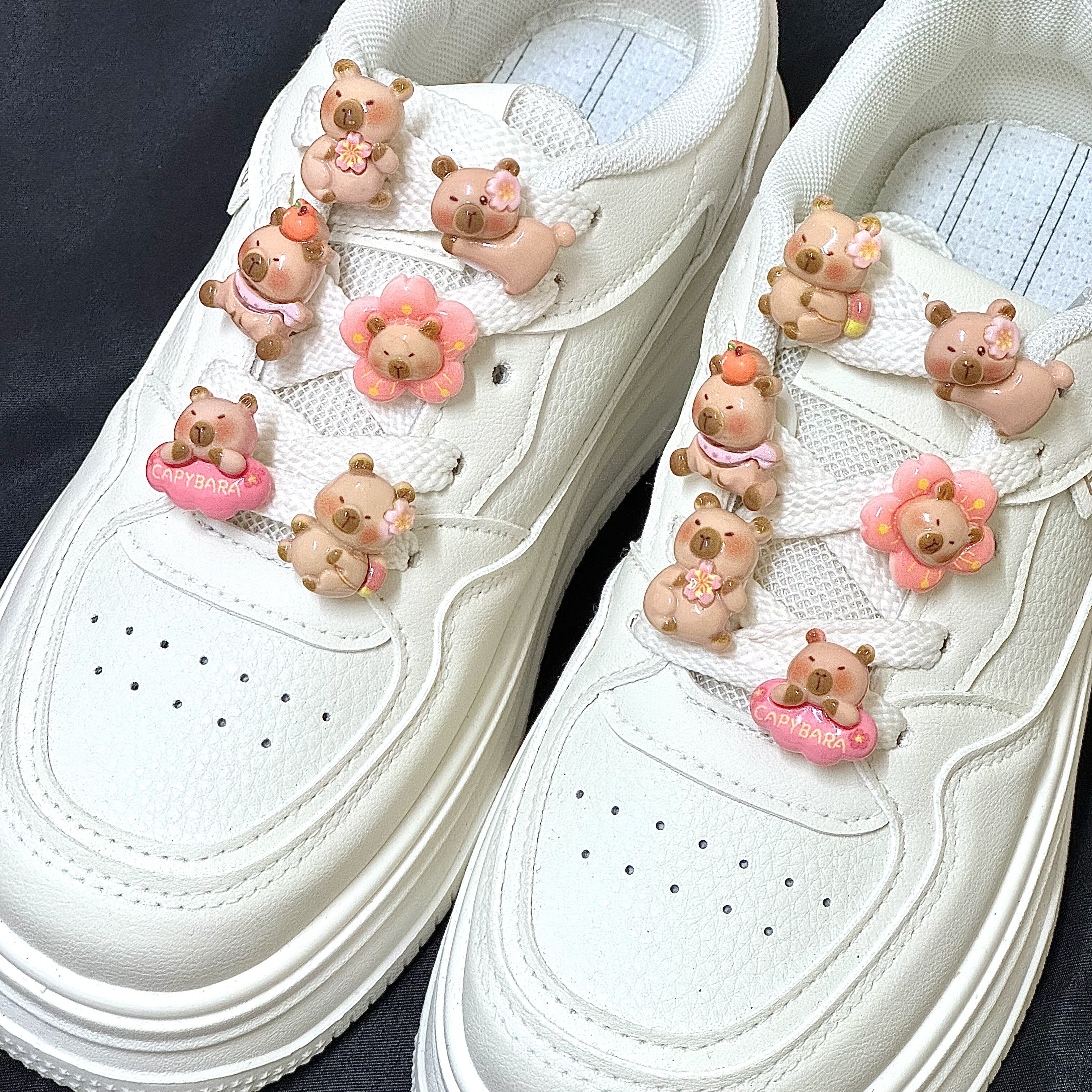 Image of 12pcs/6pcs Cartoon Capybara Sports Shoes Shoelace Charms Cute Capybara Bear Animal Shoe Set Suitable For Sneakers Lace Decoration Accessories Holiday Gift Birthday Present