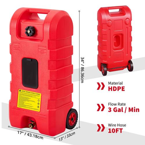 16 gallon portable fuel caddy with pump heavy duty tank on wheels fuel transfer bed compatible for cars mowers use portable gasoline tank suitable for stations driveways