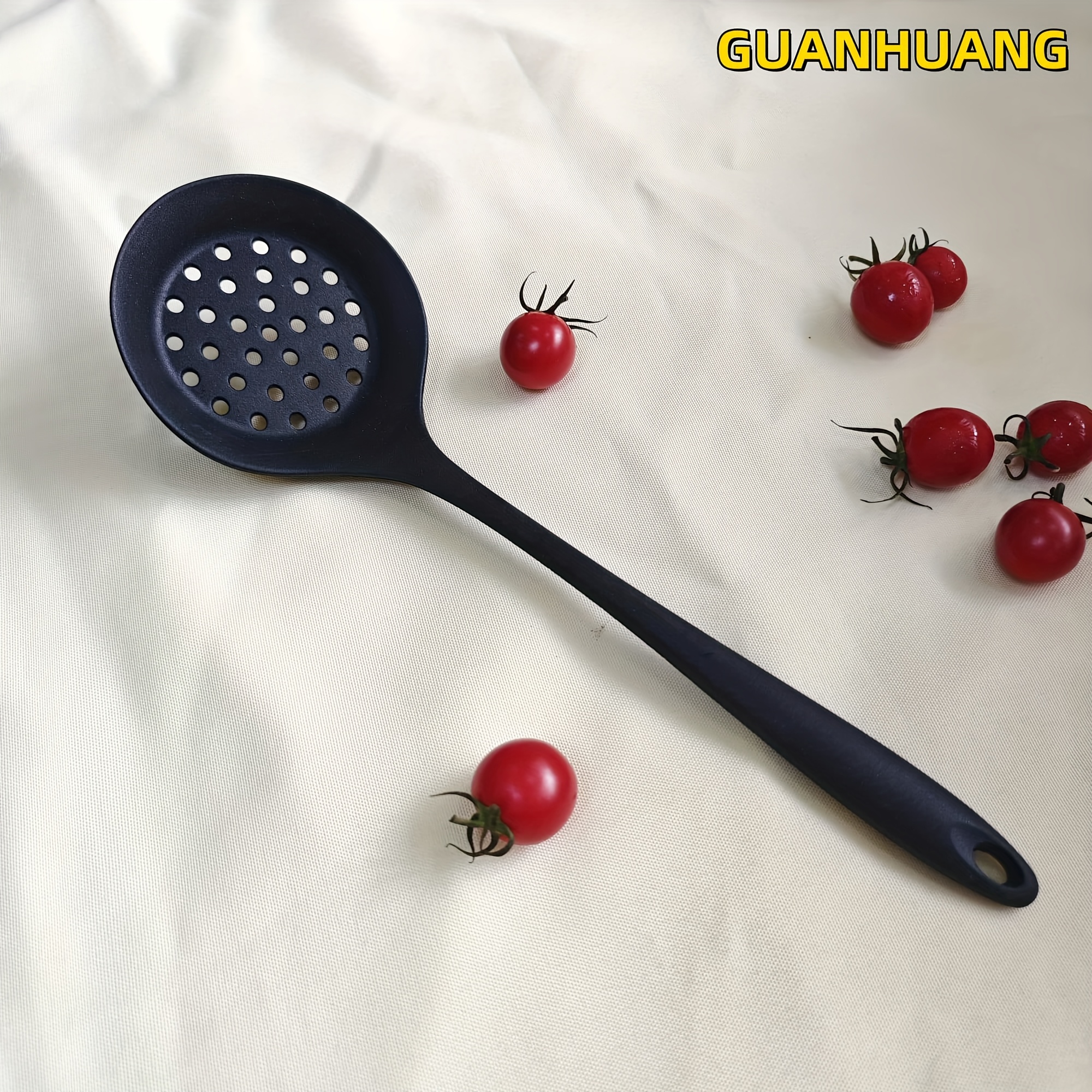 1pc Durable Silicone Colander,non Stick Silicone Kitchen Utensils -filter Spoon- Kitchen Cooking Tools Large High-temperature Kitchen Strainer For Pasta, Dumplings, And Fondue
