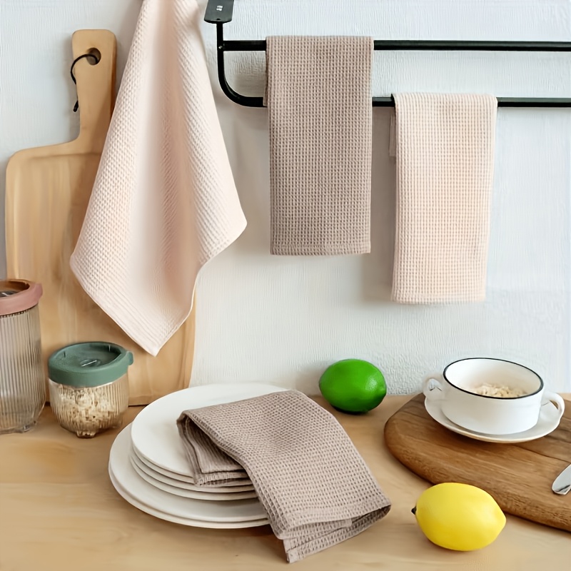 8-Pack Dishcloths, Kitchen Towels, Black Tea Towels, Barista Special Towels, Size 40X60Cm/15.7X23.6 Inches, 8-Pack, Black, Beige White, Black Waffle Check, Pure Towel Set, Cleaning, Cleaning Cloth, Dishcloth, Cleaning Rag