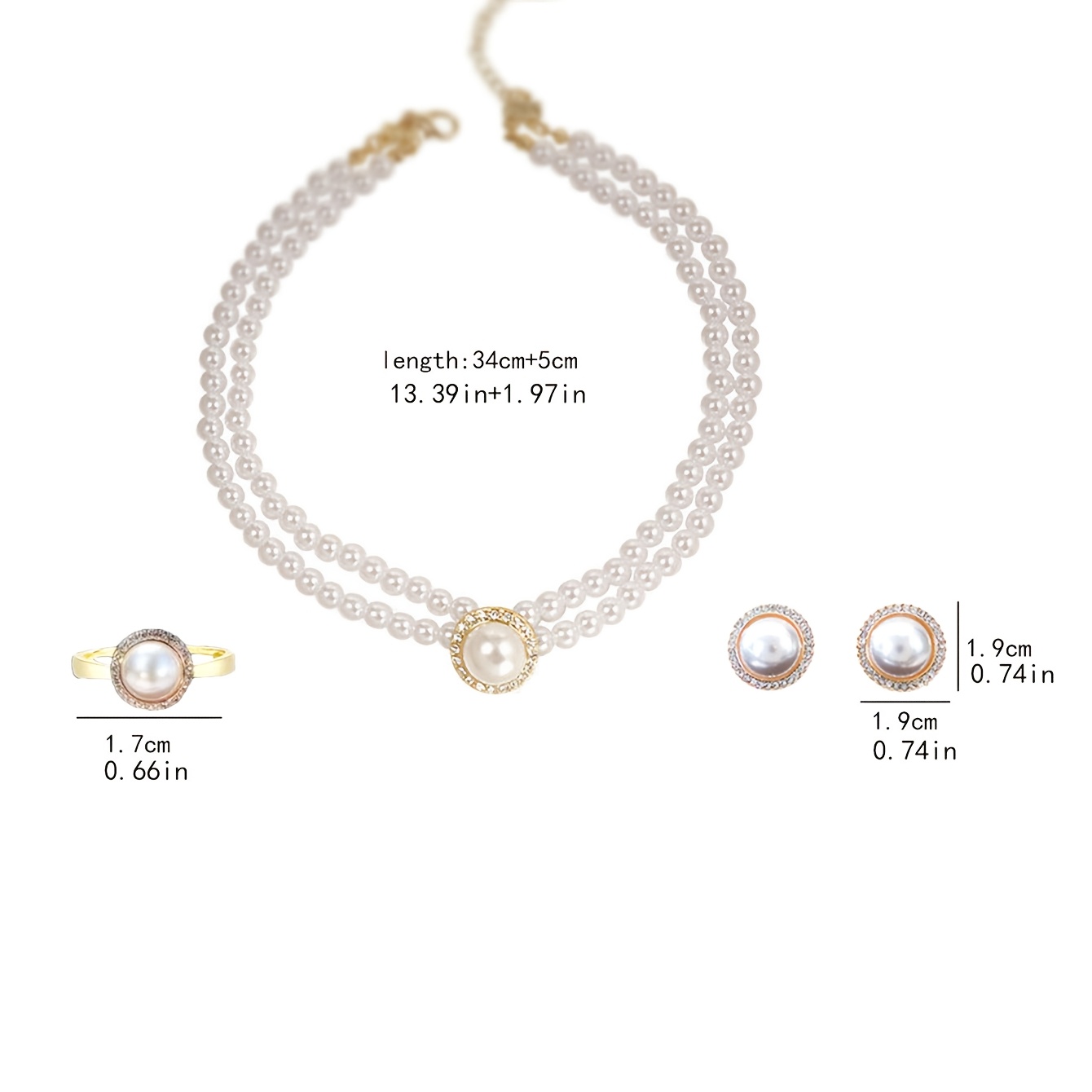 3pcs Versatile White Plastic Bead Jewelry Set