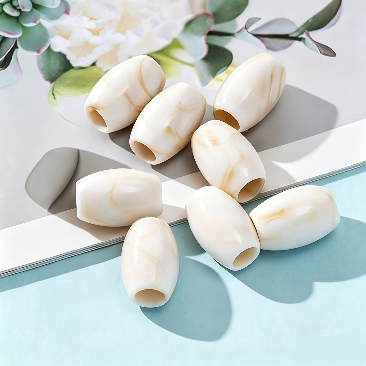 Image of 8pcs Acrylic Easy Clear Style Large Hole Beads Dreadlock Beads - Suitable For Creative Jewelry Making, Handmade - Very Suitable For Fashion Projects, Beads And Bead Assortments