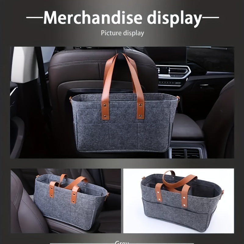 

Car Organizer Felt Tote Bag, Fashionable Storage Caddy, Collapsible Diaper Wet Toys Miscellany Maternity Essentials Makeup Travel Multifunctional Portable Bag