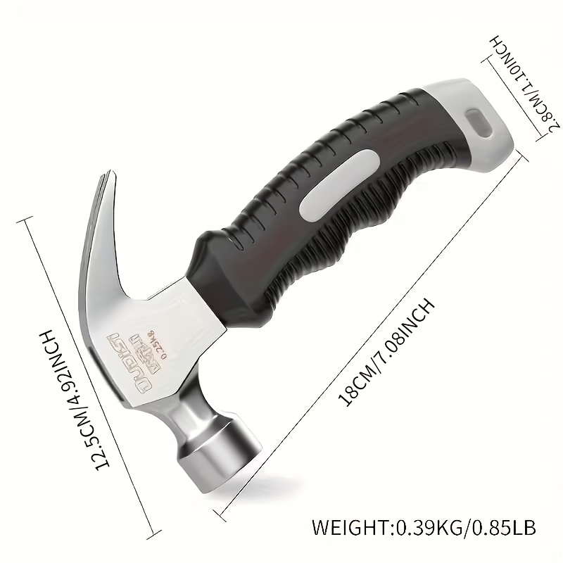 TEMU Mini Claw Hammer With Non-slip Rubber Handle & Heavy-duty Metal Construction - Compact Ergonomic Grip, Precision Head For Woodworking, Home