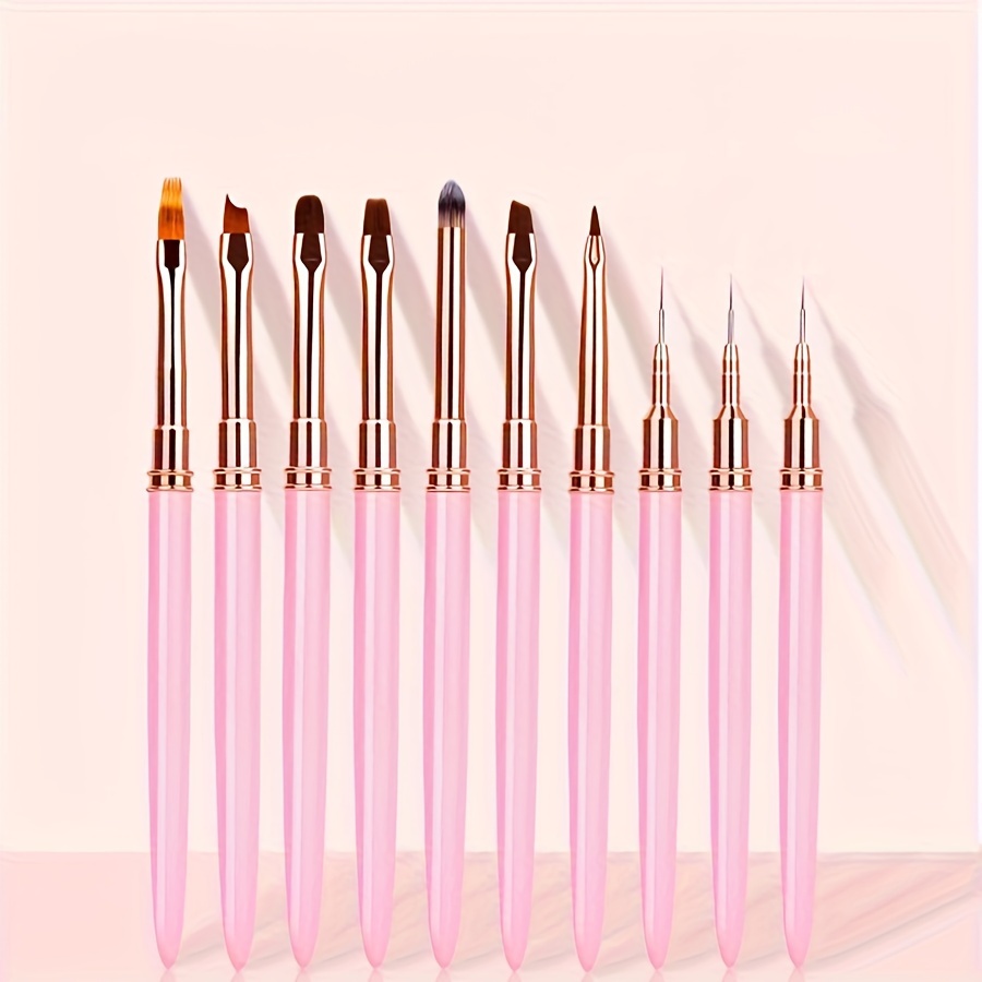 

Ten Pink Nail Brush Set Light Relax Pen Universal Pull Pen Painted Pen Full Set Of Nail Shop Tools For