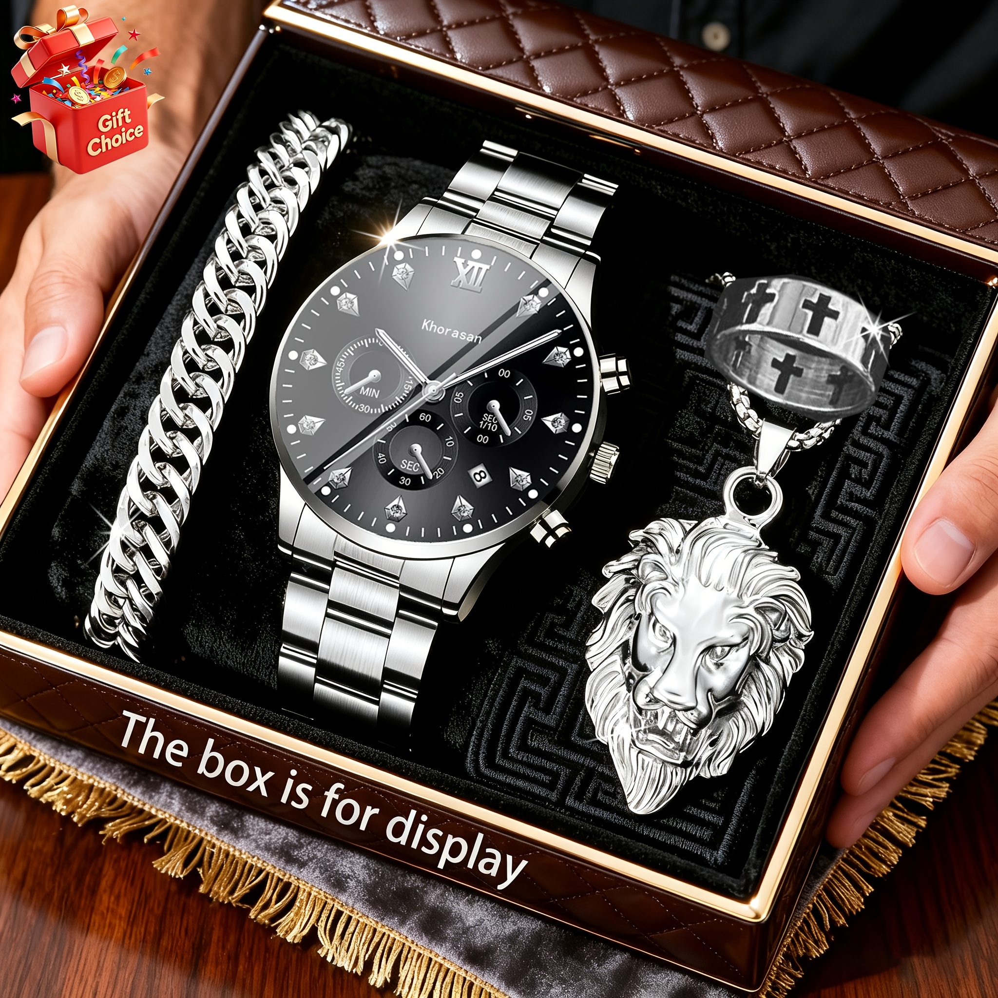 4pcs Fashion Business Style Men's Watch Set