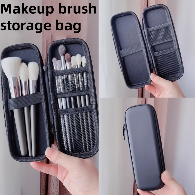 

Unisex-adult Leather Makeup Brush Holder, Portable Cosmetic Brush Case, Dustproof & Scratch-resistant Travel Organizer, With Multiple Slots, For Brushes And Pencils, Unscented, No Printing