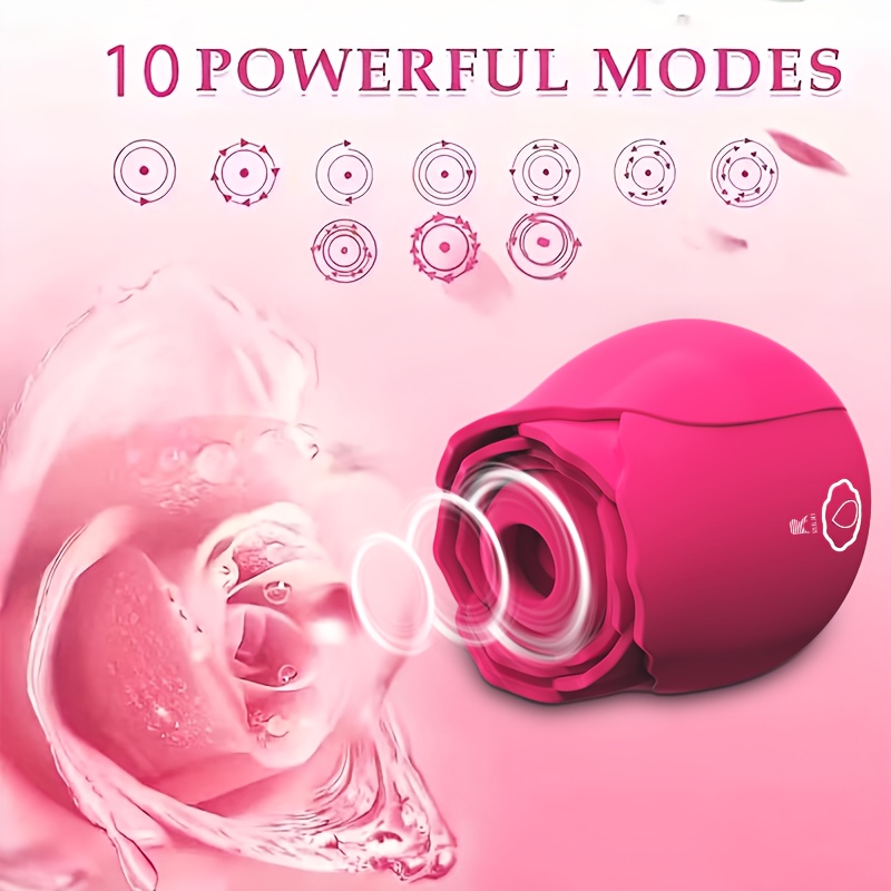 Dildo - Sucking Vibrator Rose Sex Toy G Spot Vibrator - Clitoral Nipple Massage Sucking Vibrator - Bullet Vibrator Dildo - 10 Powerful Modes, Anal Toys For Couple, Woman Pleasures Toy [Valentine'S Day Gift]