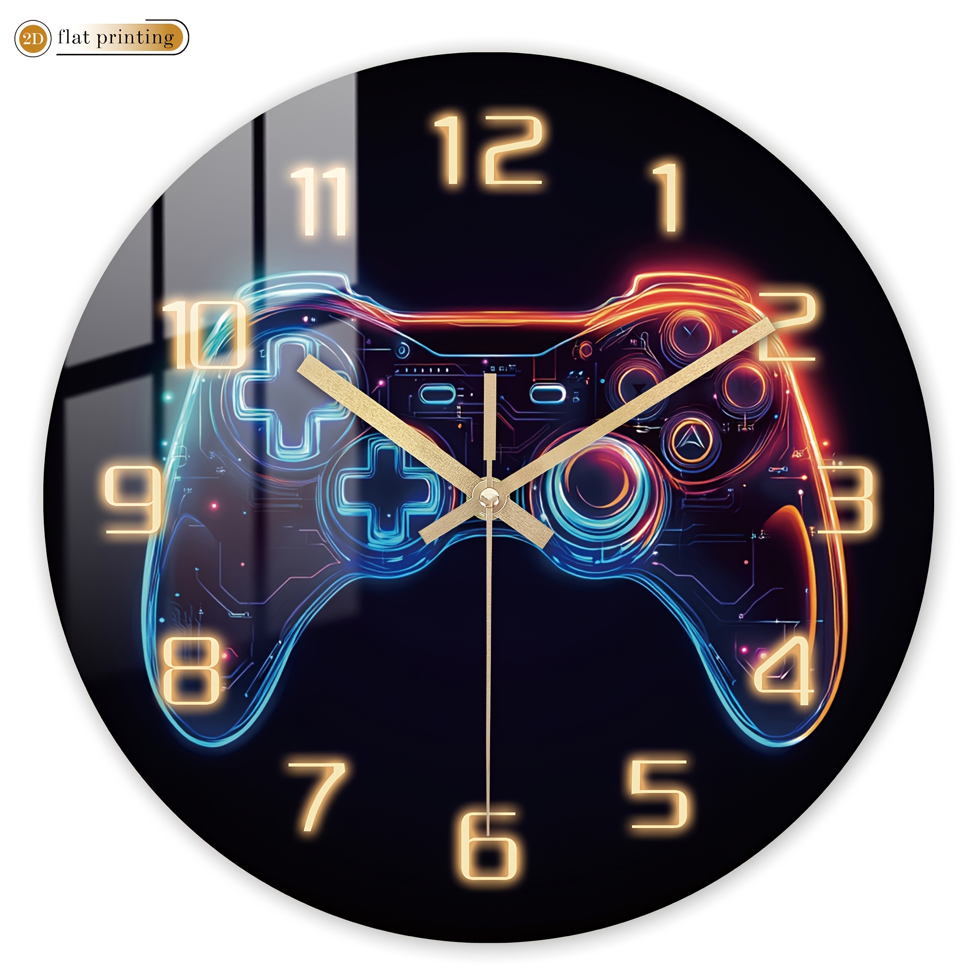 TEMU Digital Clock Designed Like A Gaming Controller, A Silent Wooden Wall Clock With A Flat 2d Print, Perfect For Enhancing The Decor Of Studies,
