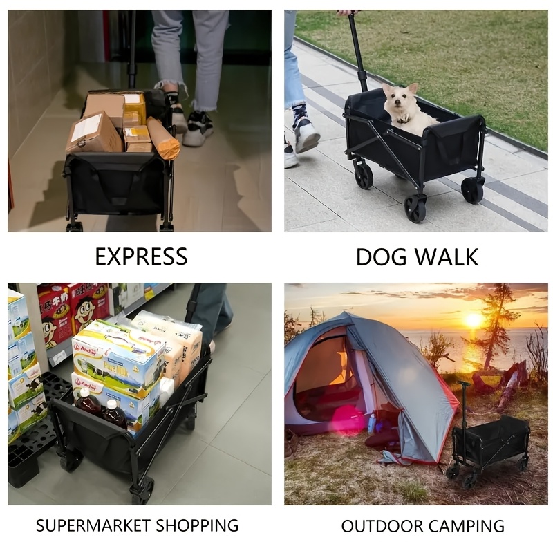 [600lbs Folding Cart] Heavy-Duty 600lbs Capacity Aluminum Alloy Folding Shopping Cart | Ergonomic Handles, All-Terrain Wheels, Durable Reinforced Frame | For Groceries, Moving, Home Use, 280lbs Folded Weight