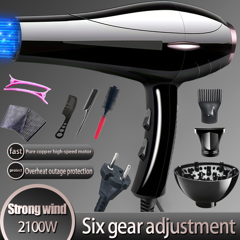 

Professional Hair Dryer With Adjustment, European Plug, Non-foldable Handle For Home Use