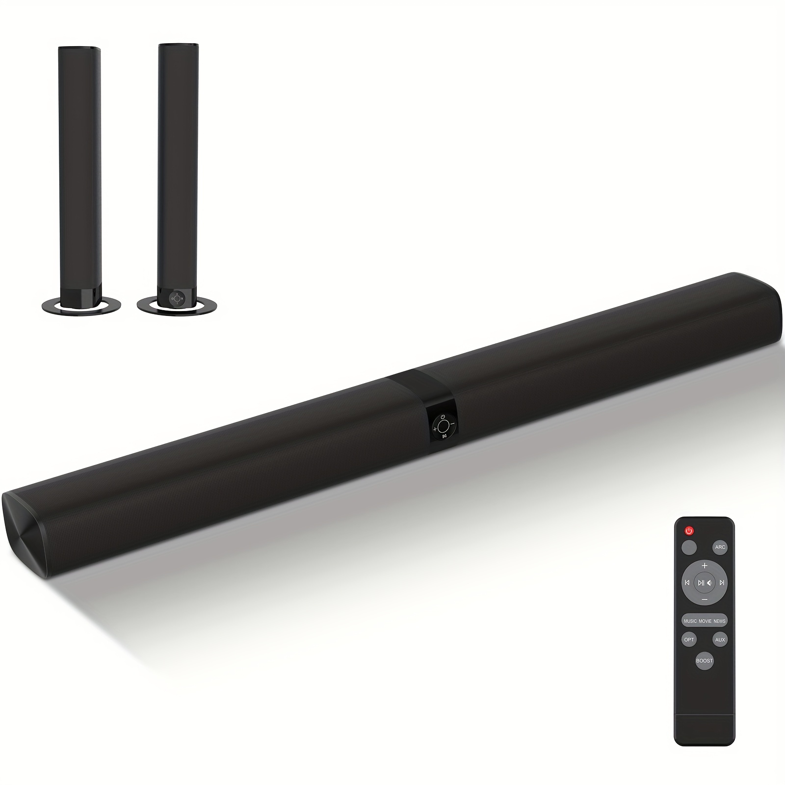 TEMU Barres de son pour TV, Barre de son filaire et fil, Haut-parleur TV, Connexion ARC/Optique/AUX, Barre de son séparable 32 pouces, Avec