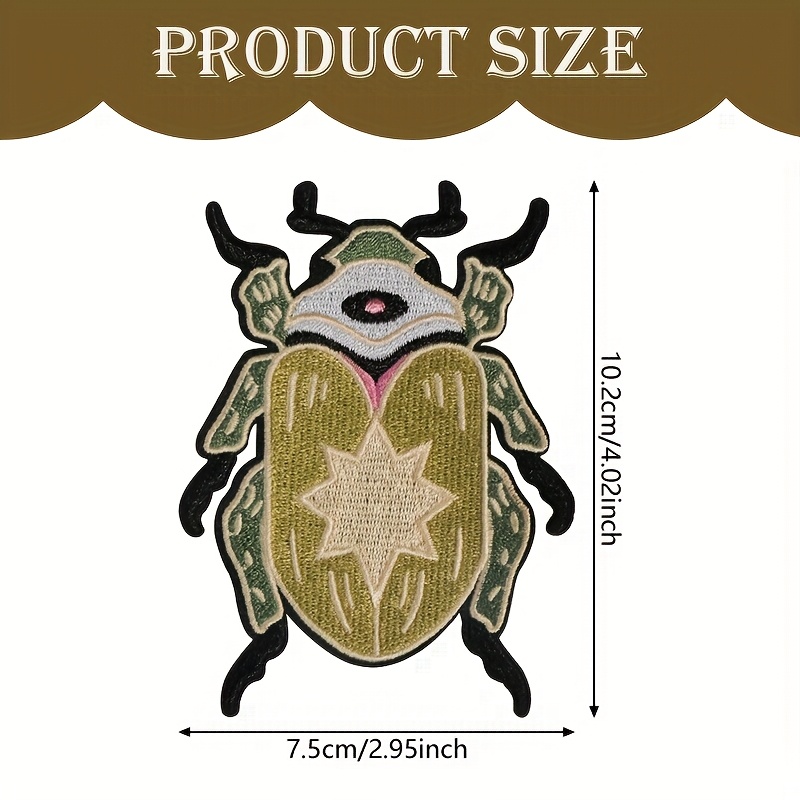 1pc Of 2d Flat Golden Scarab Embroidery Patch For Clothing, Ironed Or Sewn On, Perfect For Jackets, T-shirts, Bags, Hats, And As A Creative Decorative Animal Badge