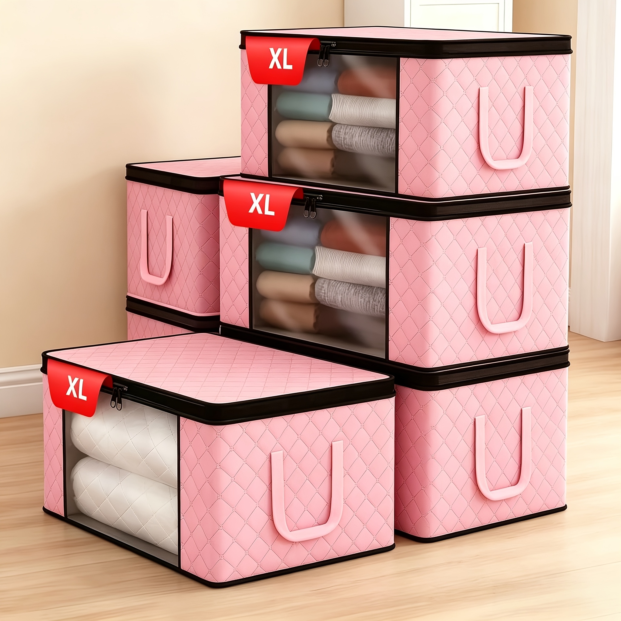 3 Extra-Large Foldable Storage Boxes with Clear Windows