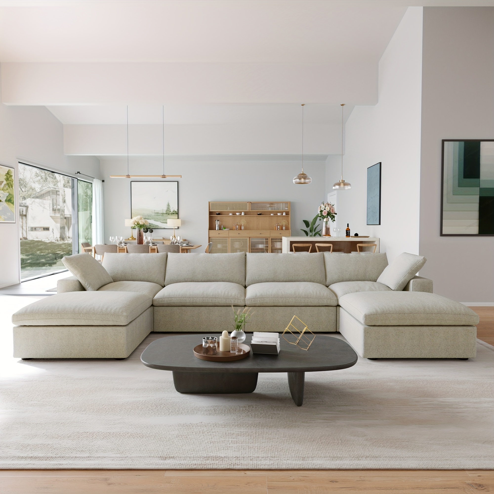 modular sectional sofa with   u shaped design minimalist style deep and wide convertible couches for the living room with washable and replaceable covers Product details 24