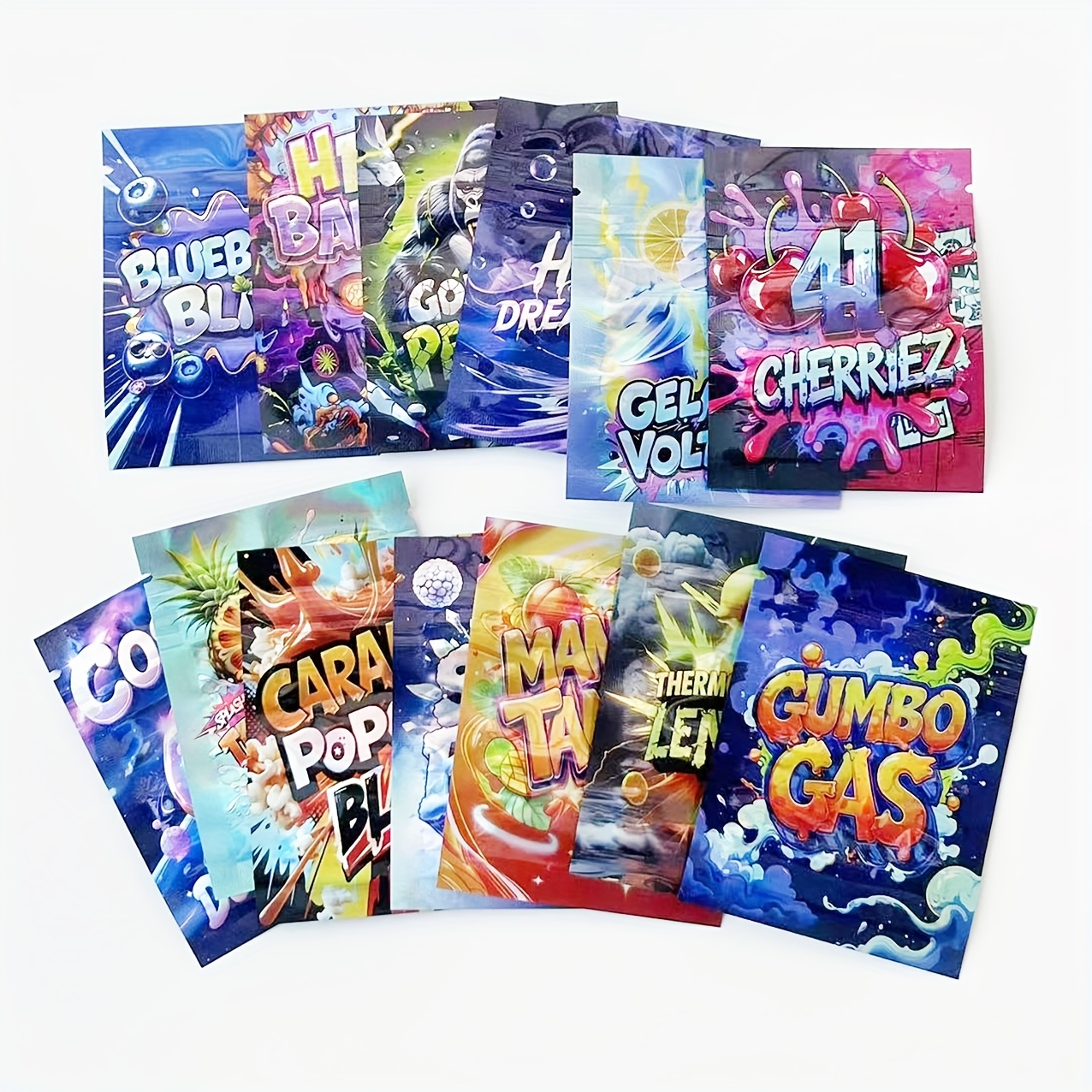E-shop 100 Stück 1G Mylar Beutel, Geruchsdichte Wiederverschließbare Beutel, Folienbeutel, Hologramm Laser Kunststoff Verpackungsbeutel,