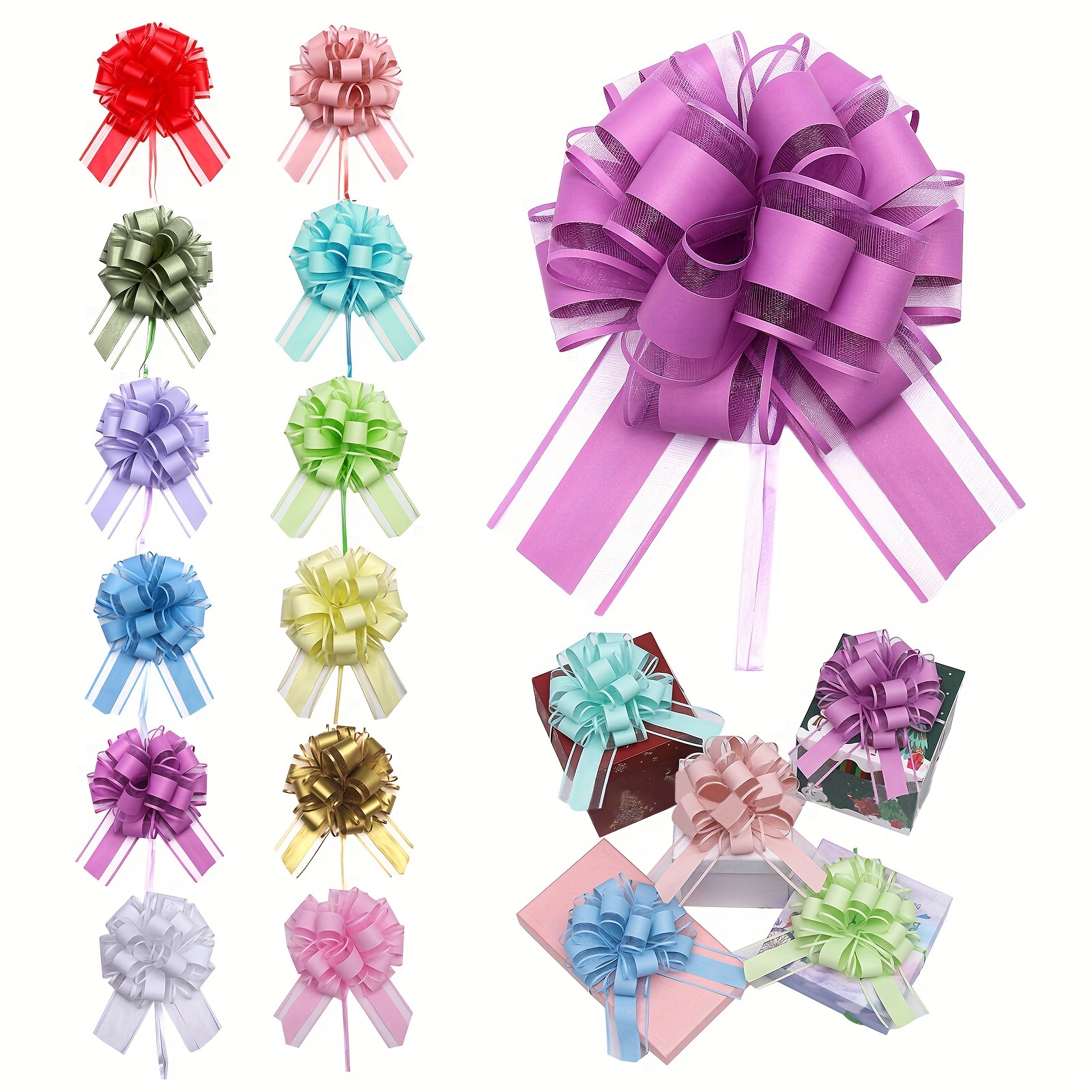 

Single Or Double Pull Bows In Grey, 6-inch Ribbon Bows For Gifts, Decorative Bows For Holidays And Birthdays, And Bows For Wedding Basket Decorations.