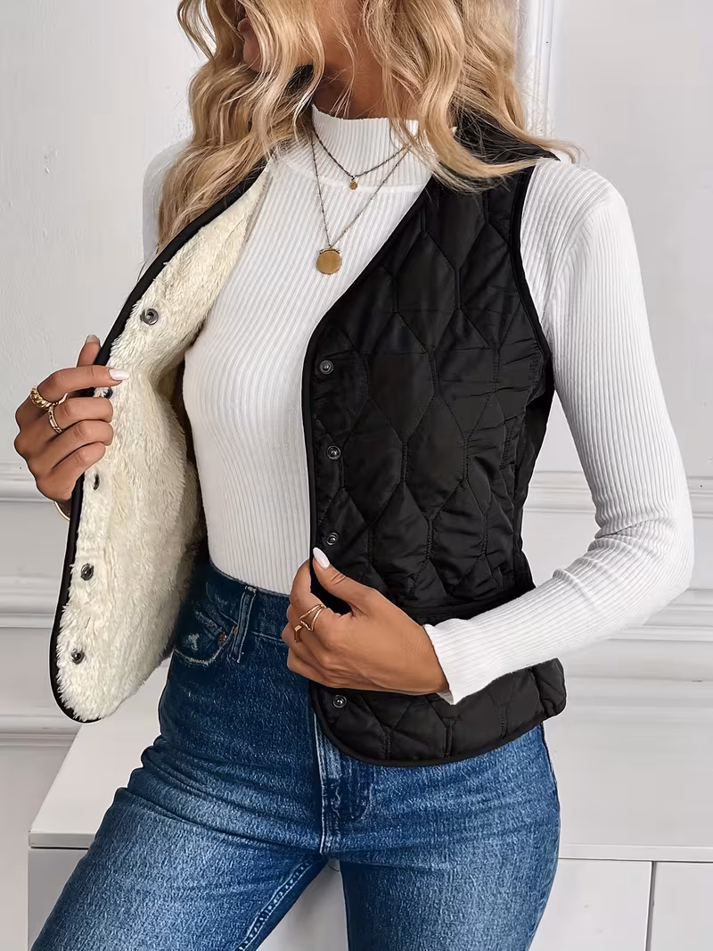 womens warm lined jacket winter clothing womens vest black 0